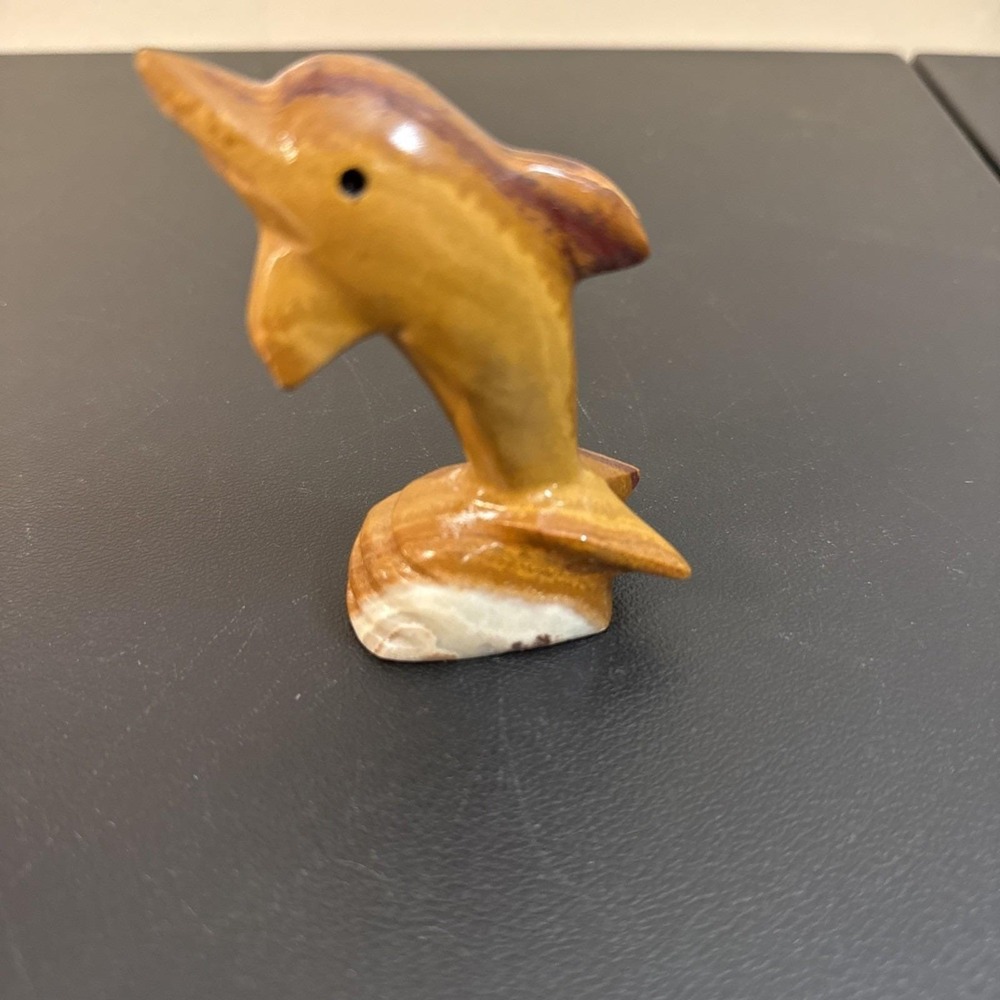 Hancarved Stone Dolphin Vintage